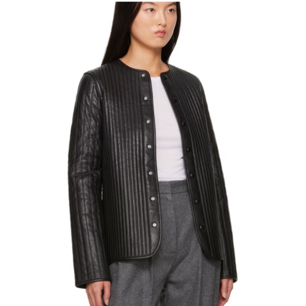 Toteme Linear Quilted Reversible Leather Jacket NWT